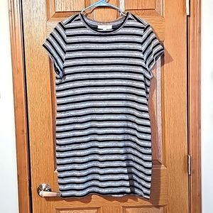 Loft striped dress black and white medium